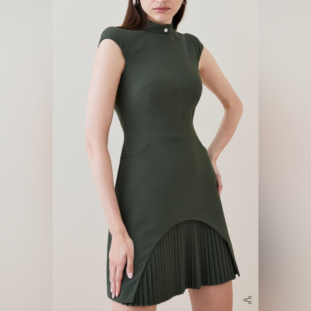 Karen Millen - Military Tailored Mini Dress - Green - Us 2 - New With Tag